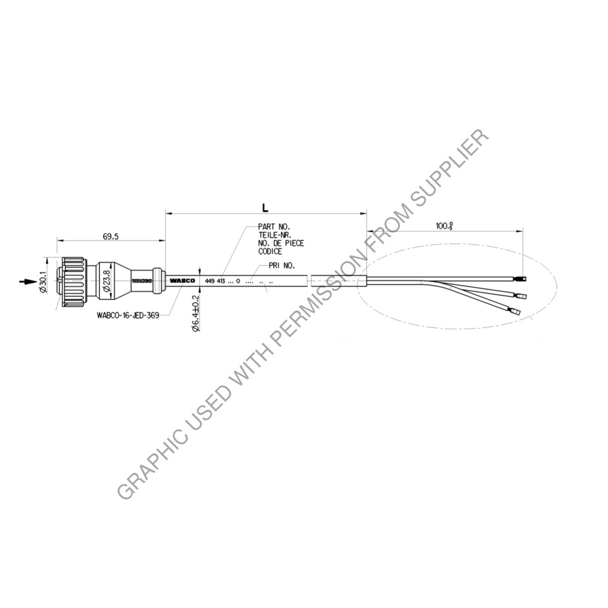 WAB 449 413 025 0 - CABLE ABS VLV 2.5M 3 NO. 16GXL