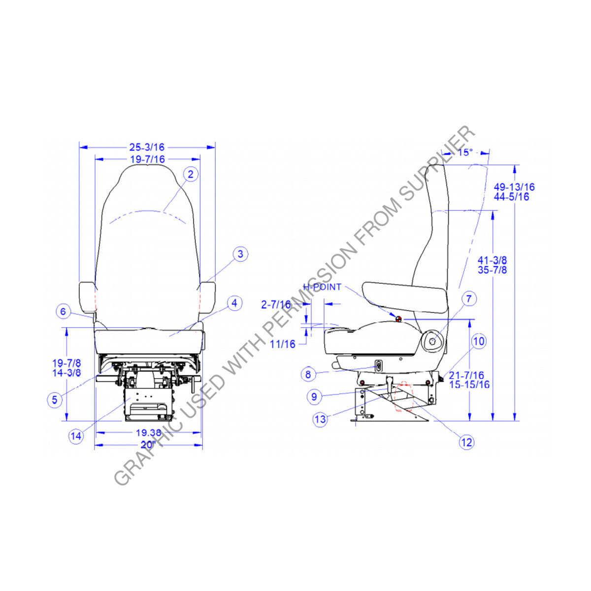 SEAT-HRTG SILVER HB 20 IN BLK - SET 189800FA631