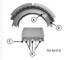 P23-4311E-B - EATON BRAKE SHOE, 16.5" DIAMETER